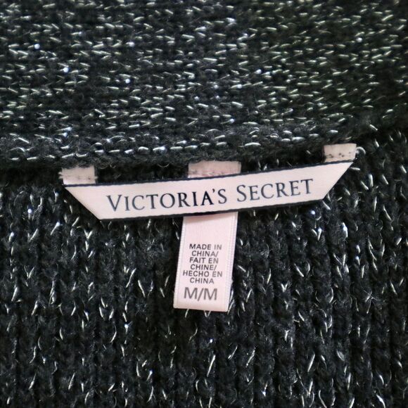 Victoria's Secret Size M Shimmer Knit Open Front Cardigan Black Silver - Picture 10 of 11